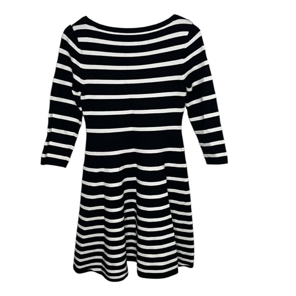 Milly Mime Black White Striped Flare Dress Women Size L - Picture 4 of 5